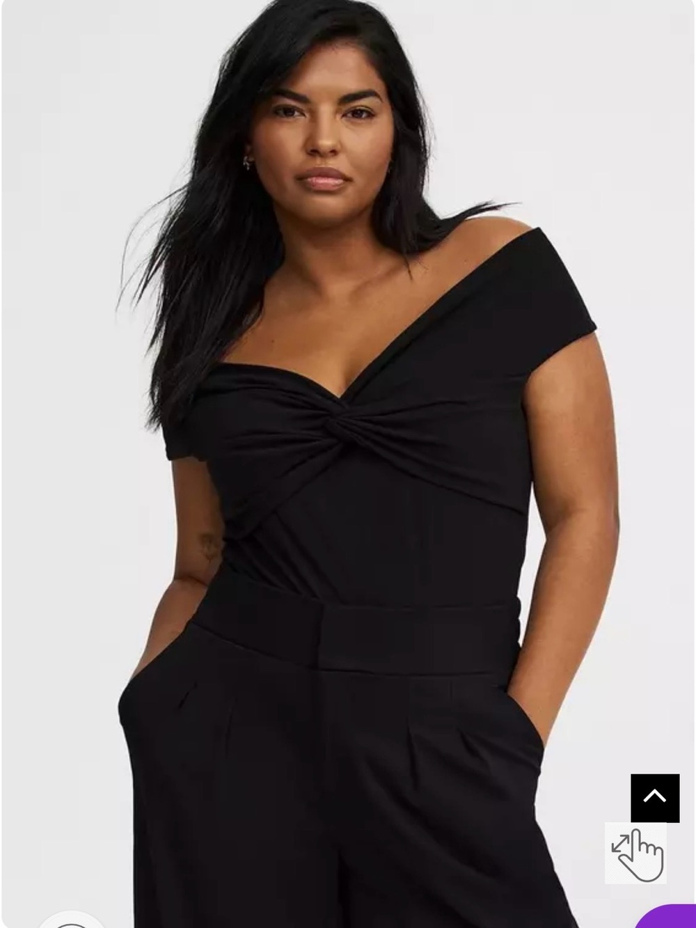 Off-Shoulder Twist Front Women's Top in Black